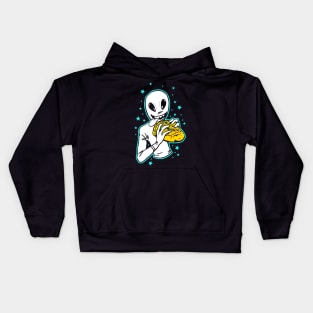 Alien Eating Pizza Kids Hoodie